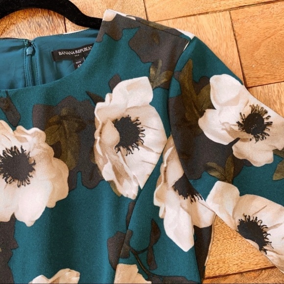 SOLD - Banana Republic Floral Teal Dress - Picture 5 of 14